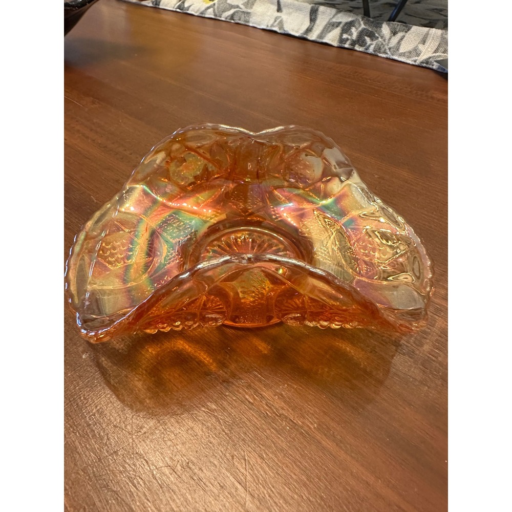 Vintage‎ North Star Marigold Carnival Glass Bowl Iridescent  Scalloped